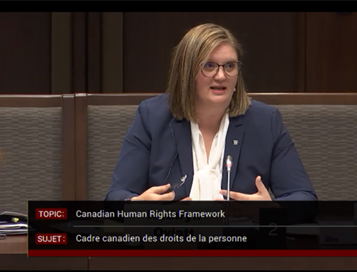 Kathryn Oviatt presenting at the Senate of Canada's Standing Senate Committee.